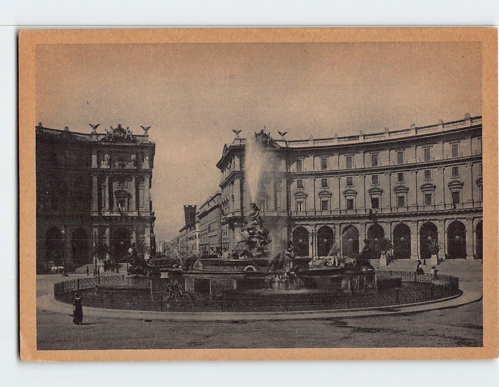 Postcard Fountain At Piazza della Repubblica Rome Italy