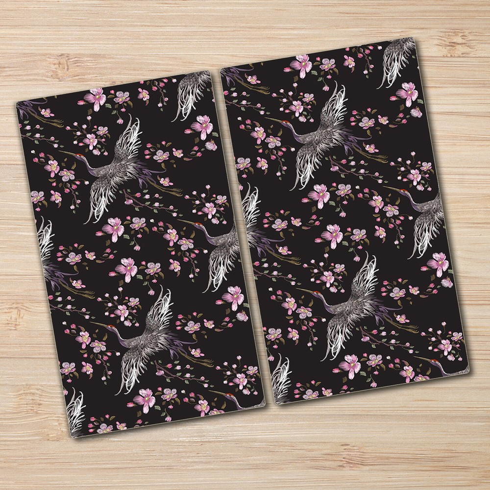 Serving Chopping Board Glass Cover Dark Chinoiserie Minimalistic Simple 2x30x52