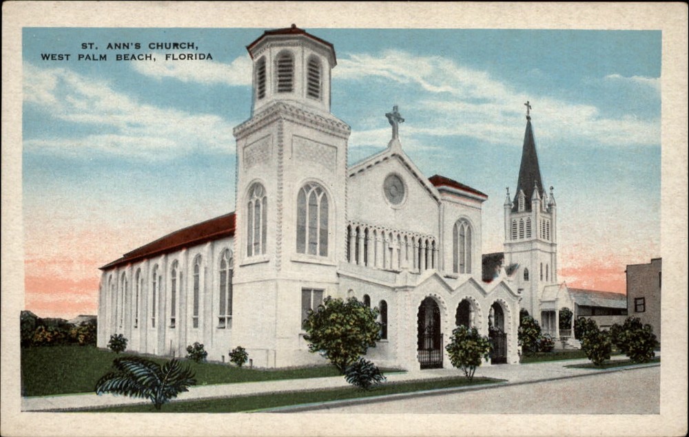 St Ann's Church ~ West Palm Beach Florida ~ unused 1920s vintage postcard