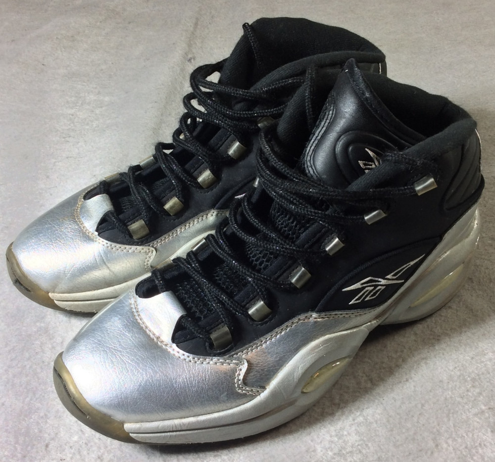 Reebok Mens Sz 11 Question Mid '13 Motorsports Iverson Shoes Black Silver GY7925