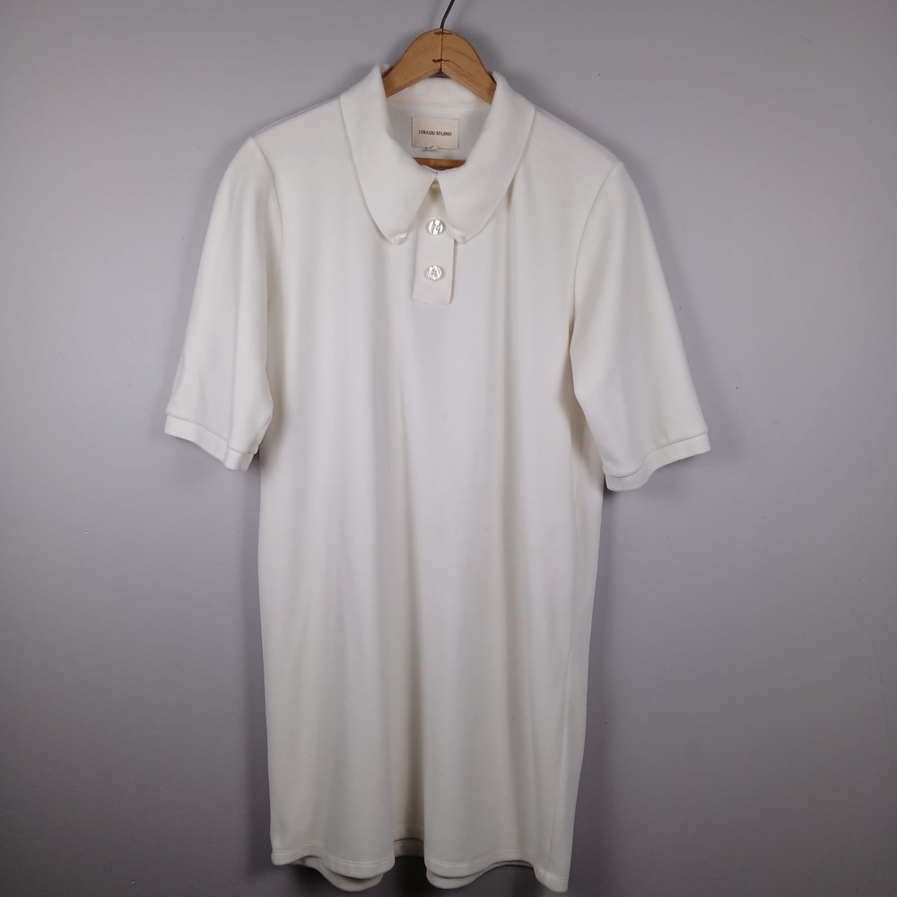 LouLou Studio Women's Ivory Velour Polo Mini Dress Size M