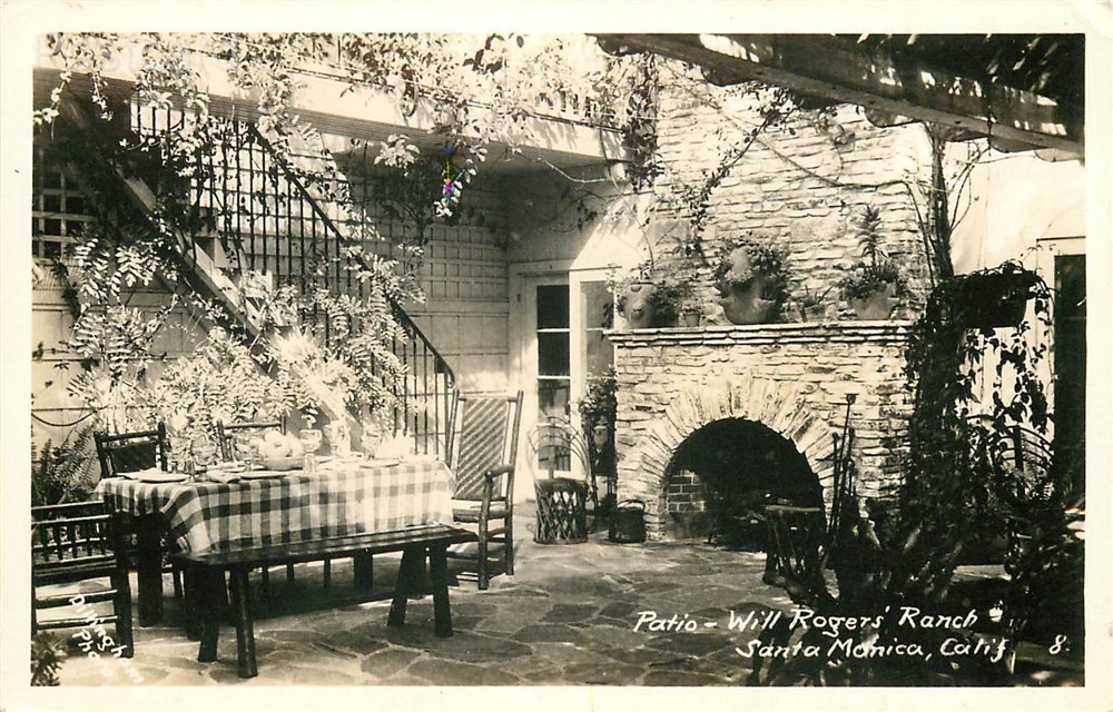 CA, Santa Monica, California, Will Rogers Ranch, Patio, No. 8, RPPC