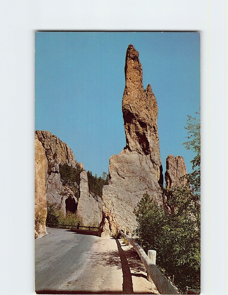 Postcard Totem Pole Rock Needles Road Black Hills South Dakota USA