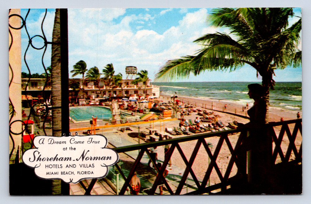 Vintage Postcard The Shoreham Normal Twin Hotels and Villas Miami Beach