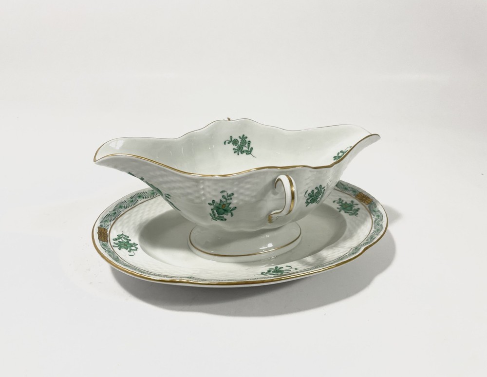 Herend Chinese Bouquet Green Oval 234 Gravy Boat