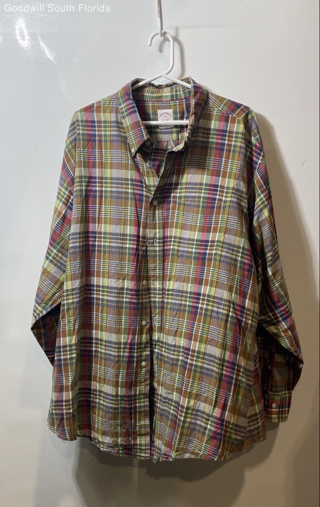 Brooks Brothers Mens Multicolor Plaid Cotton Long Sleeve Button-Up Shirt Sz XXL