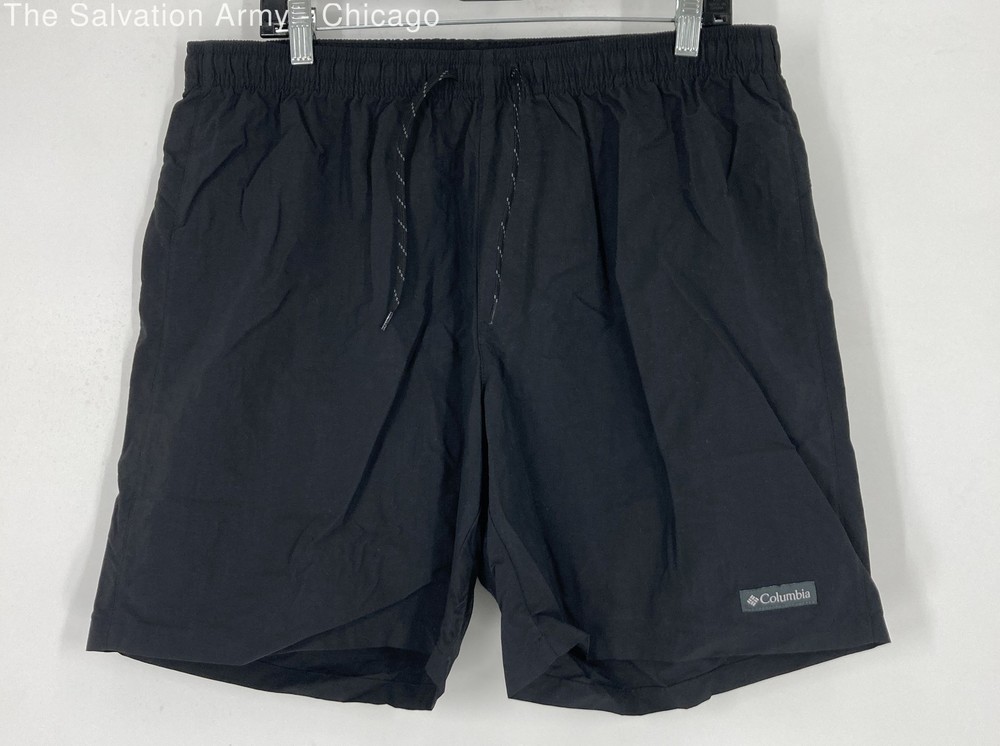Columbia Mens Black Drawstring Waist Pockets Athletic Shorts Size Large