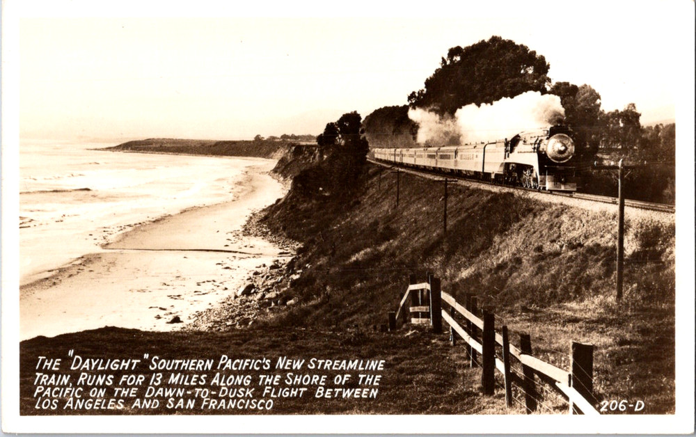 Vintage Postcard Southern Pacific Train California Scenic Shoreline View