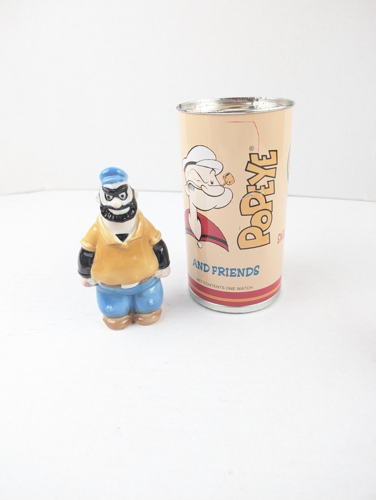 1994 Fossil Popeye Watch And Tin Brutus Figure  (Watch And Box Not Included)