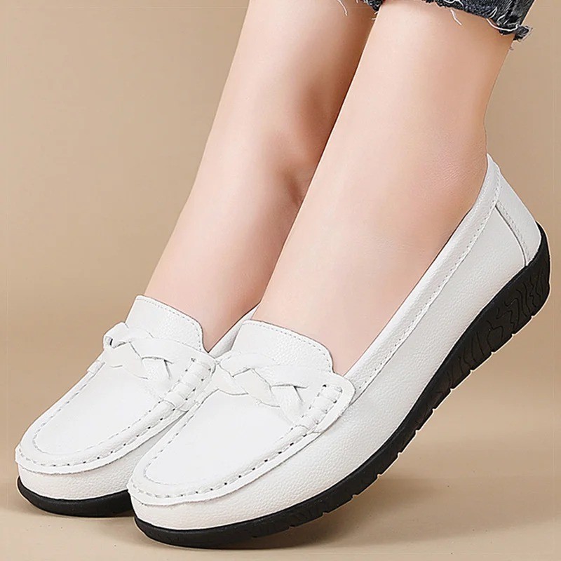 Women Shoes Soft Leather Women's Loafer 2025 New Flats Slip On Casual Shoes Flat