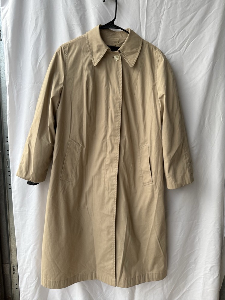 London Fog Beige All-Weather Trench Coat 14 Reg 44 Long Maincoat Edition