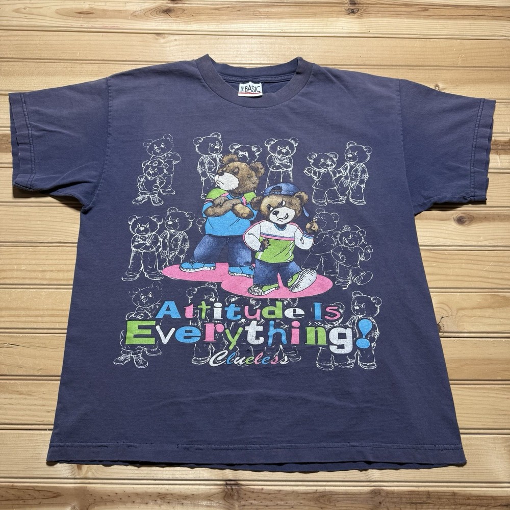 Vintage 90s “ Attitude It Everythjng ” Clueless Teddy Bears Sketch Shirt Medium