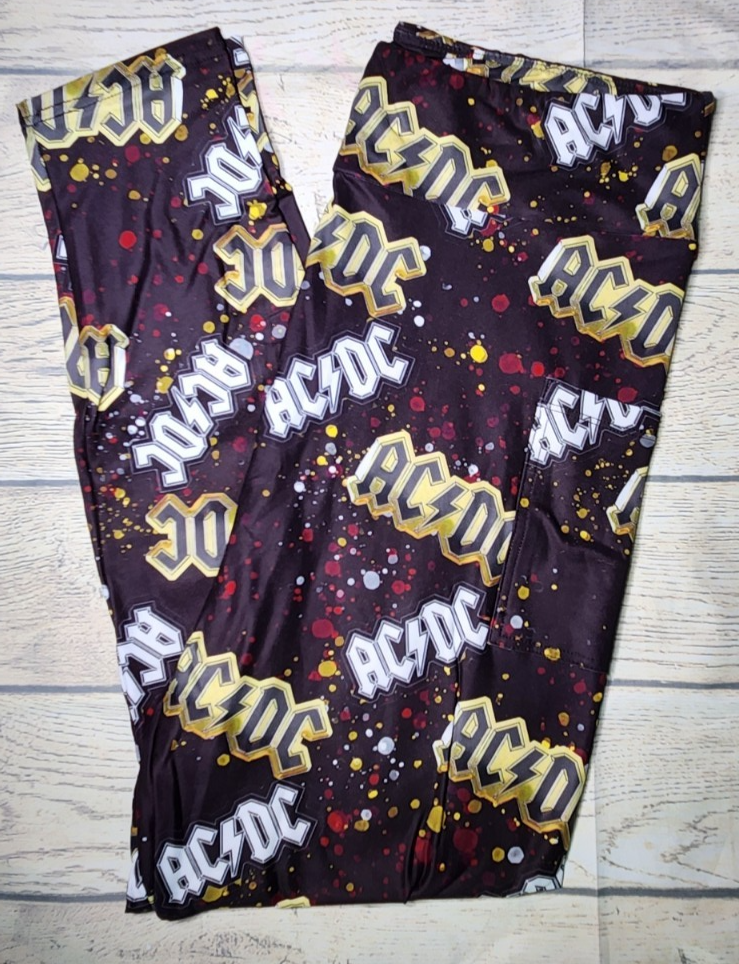 AC/DC Rock and Roll Glitter Leggings for Women Tall and Curvy Sizes 12-20-image