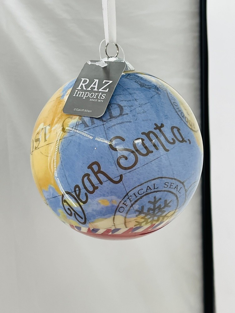 RAZ Imports 5-Inch Dear Santa Map Plastic Christmas Ball Ornament 🎄
