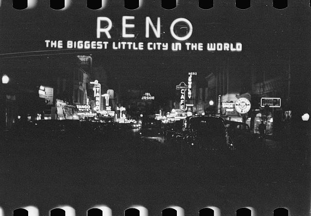 Photo:Reno Nevada 1930s Night Neon Street Signs Biggest Little City