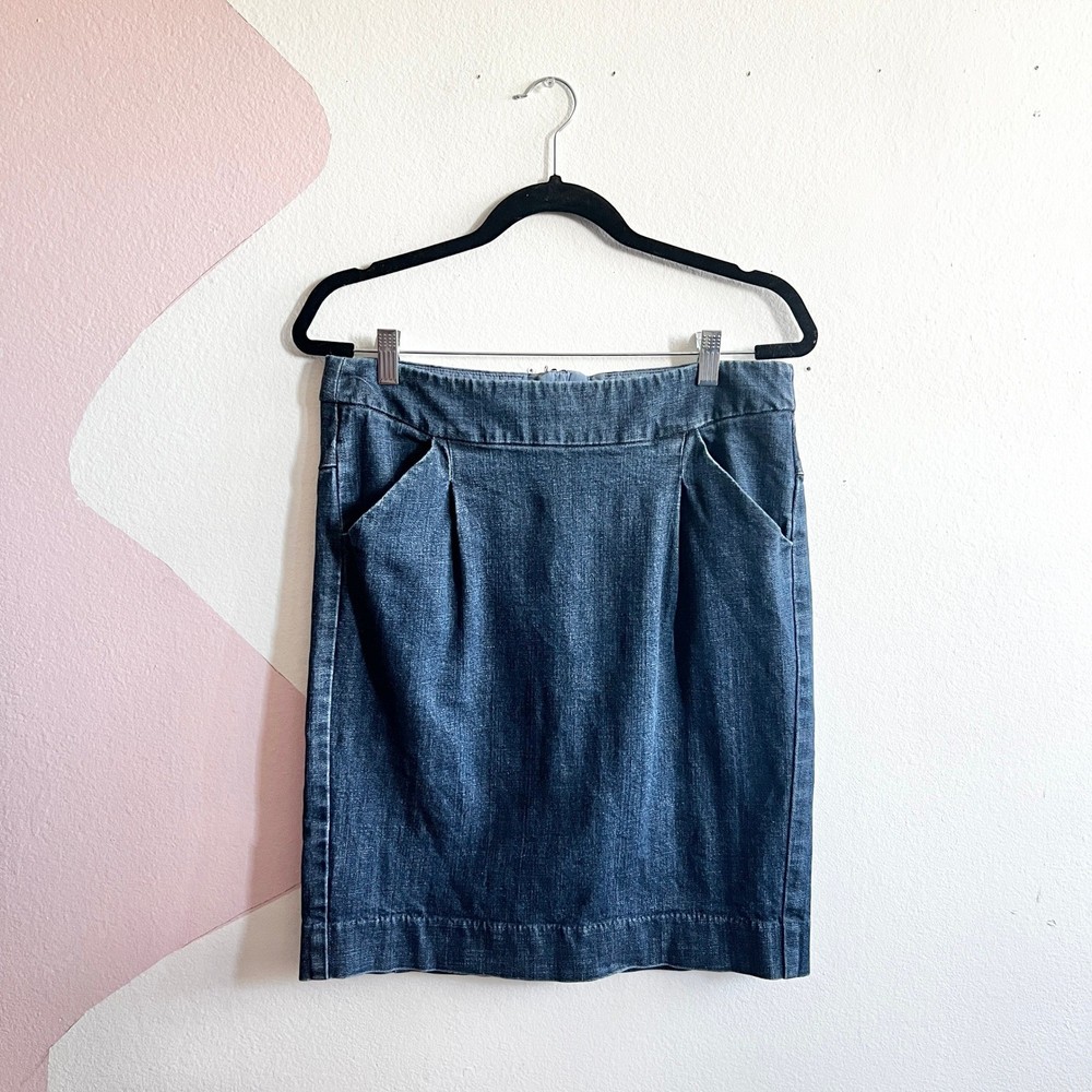 J. Crew Denim Pencil Skirt Womens 10 Blue Dark Wash Workwear Classic