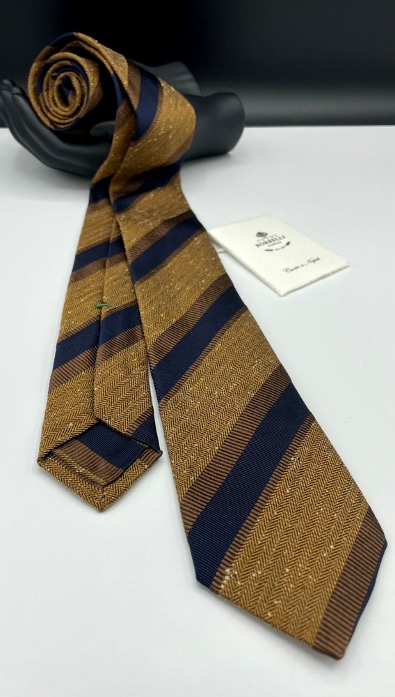 LUIGI BORRELLI Napoli Men's 100% Silk Tie ~ Brown ~ Striped ~ Made in Italy!