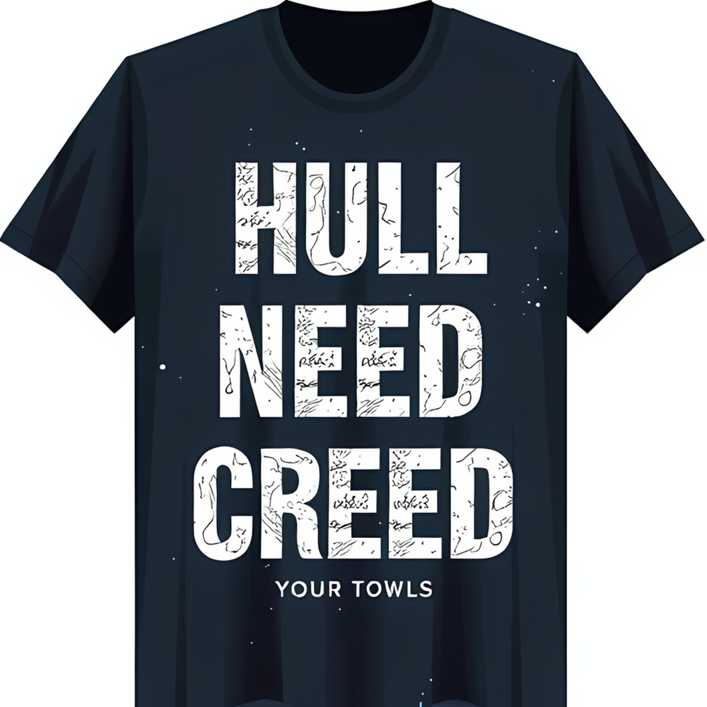 Grungy Black T-Shirt with Bold White Slogan Graphic Unique Style