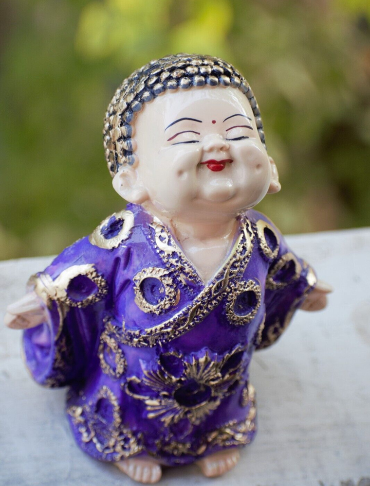 Little Baby Monk Buddha Idol figurine  II Home Decor Item II Gift II Blue Monk