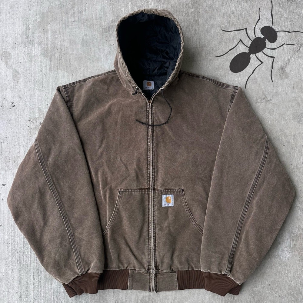 Vintage Y2K Carhartt brown hooded work jacket for men and women  
