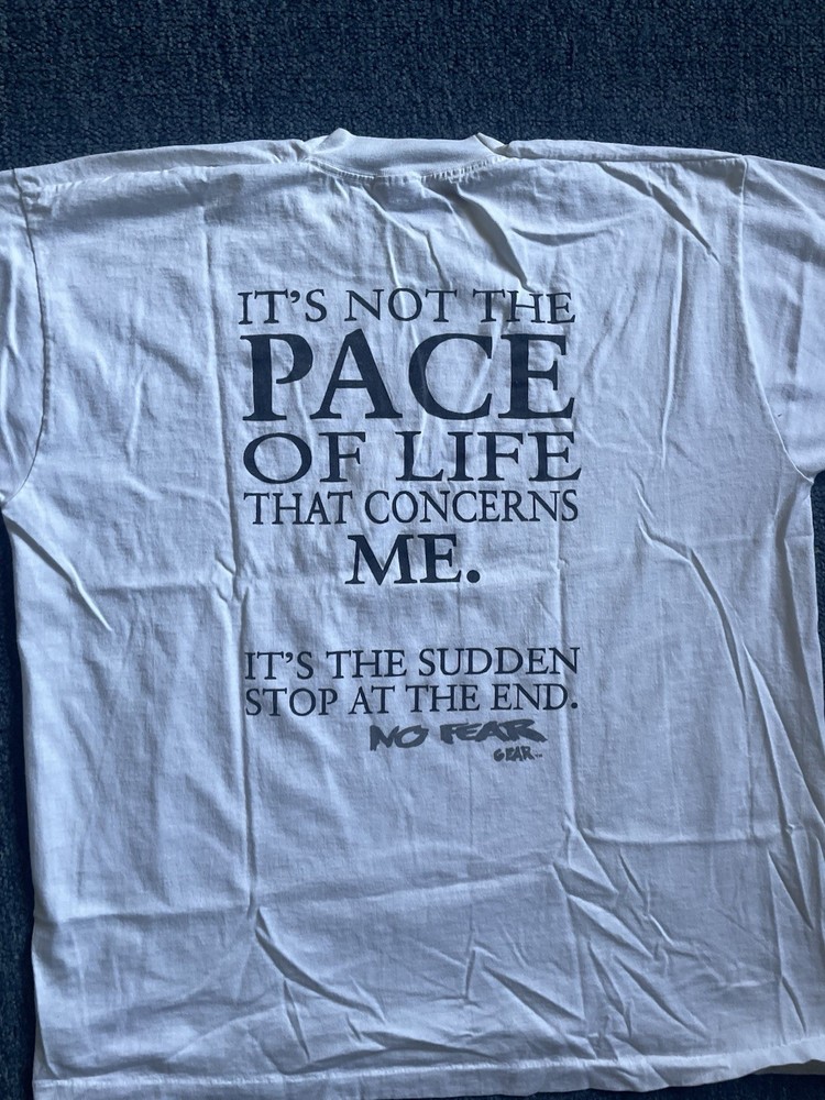 Vtg No Fear White T-Shirt Mens XL Y2K 90s Pace Of Life Skater Grunge Rap Hiphop