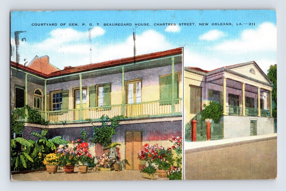 Postcard Louisiana New Orleans LA Beauregard House Chartres Street 1940s Linen