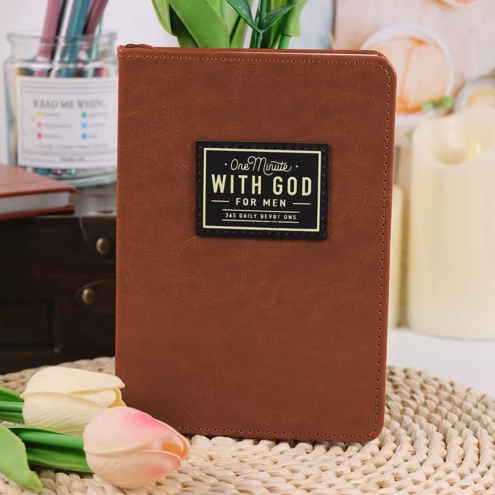 One Minute with God for Men 365 Devotions, Brown Faux Leather Flexcove Books