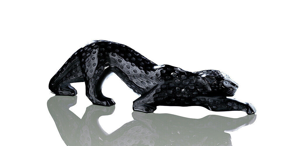 Lalique Crystal Zeila Panther Large Sculpture Black Crystal Ref 1167100