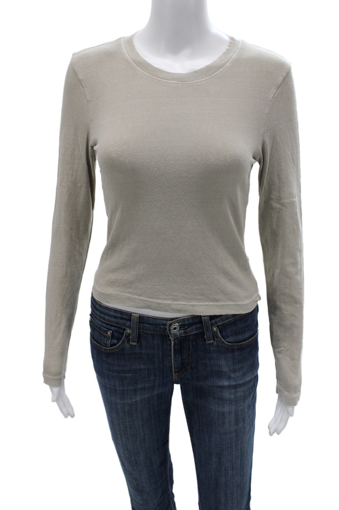 James Perse Women Basic Cotton Crew Neck Long Sleeve T-Shirt Size 2Free Shipping in US $100+ Orders | $6.95 Orders Below
