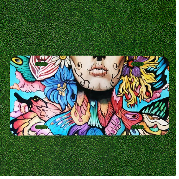 Custom Personalized Auto Tag With Stunning Colorful Women With Unique Designs