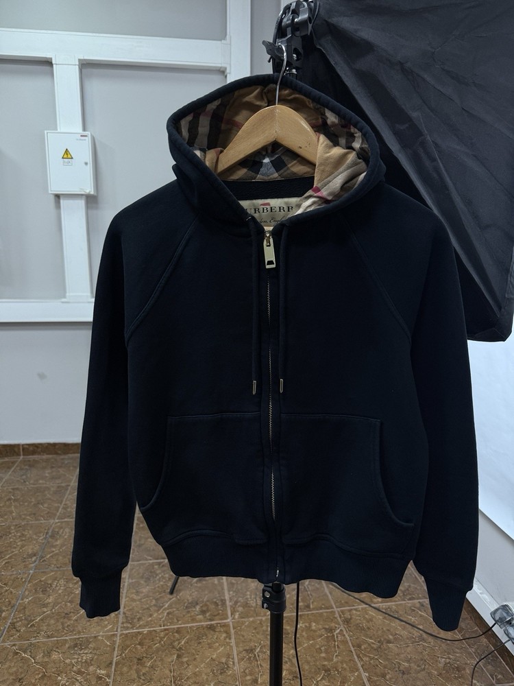 🇬🇧 Burberry London England Zip Up Hoodie Nova Check Rare Y2K Size M