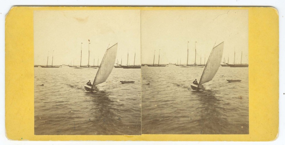 G2577~ RHODE ISLAND – Newport Sail Boat 1860s Stereoview J. A. Williams