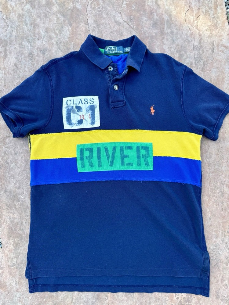 Polo Ralph Lauren Shirt Men L RL River Rafting C1 Class Blue Polo Custom Preppy