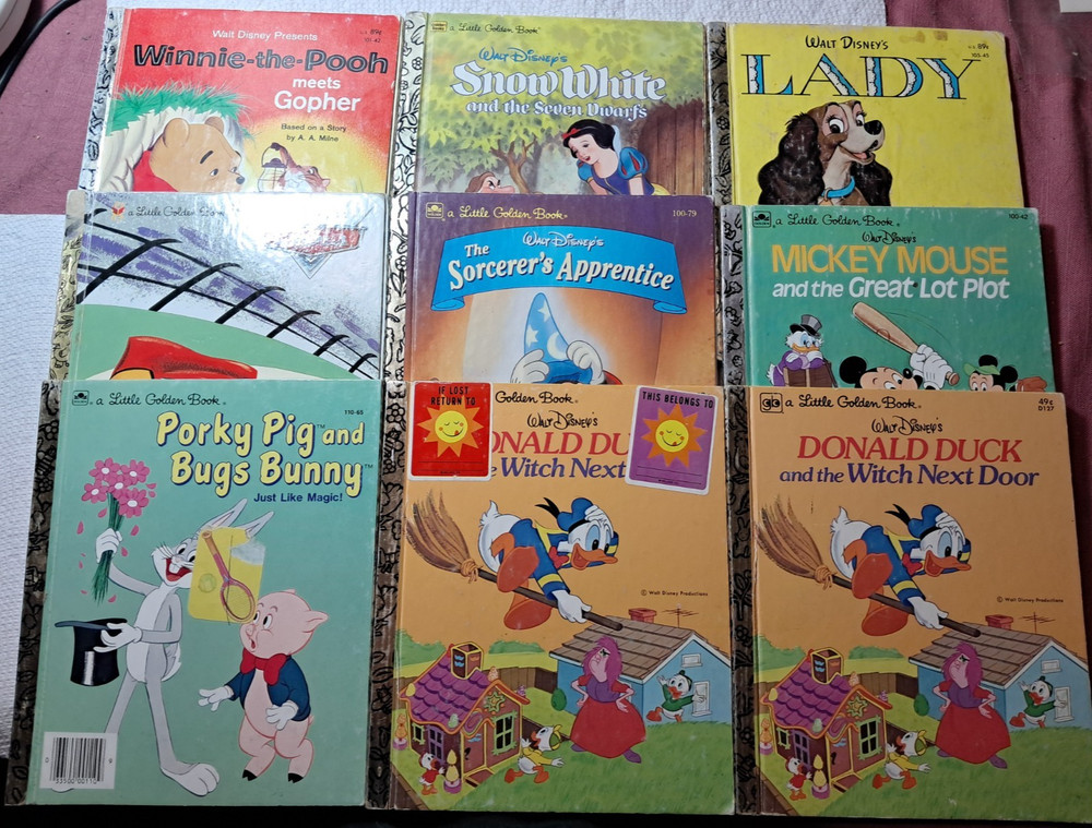Little Golden Book lot of 9 Donald Duck Bugs Bunny Mickey Mouse Snow White Pooh