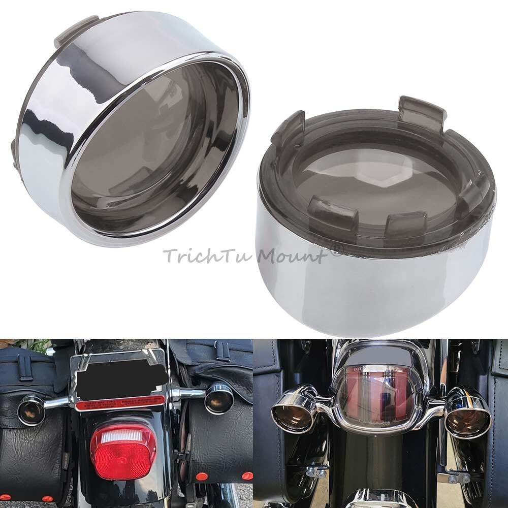 Smoke Turn Signal Lens Covers with Bezel Visor for Harley Sportster Softail Dyna