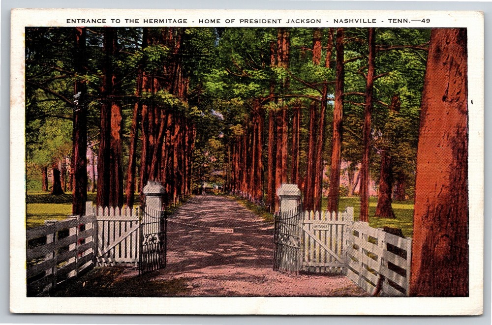 Nashville Tennessee~Entrance To The Hermitage~Home Of Pres Jackson~1942 Linen PC