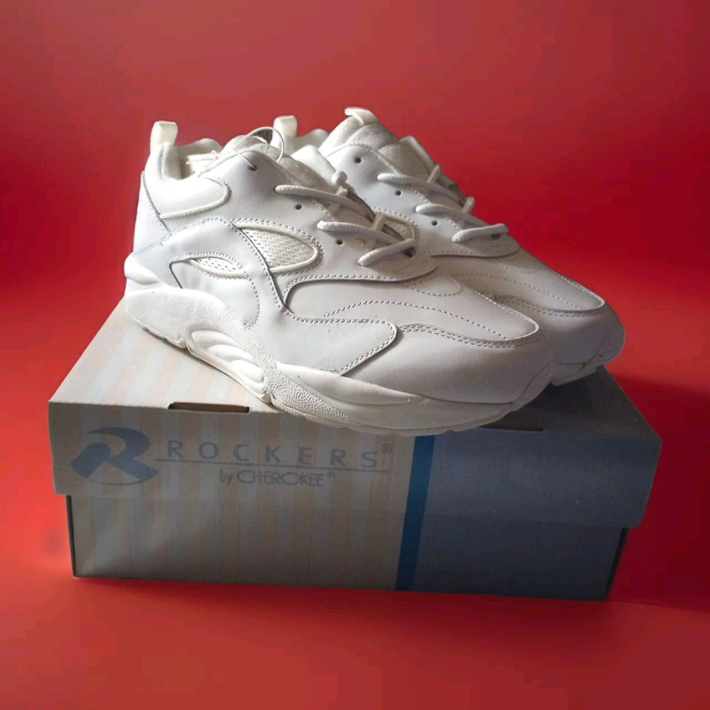 Rockers by Cherokee Women's Achiever Style White Leather Nursing Lace Up Shoes