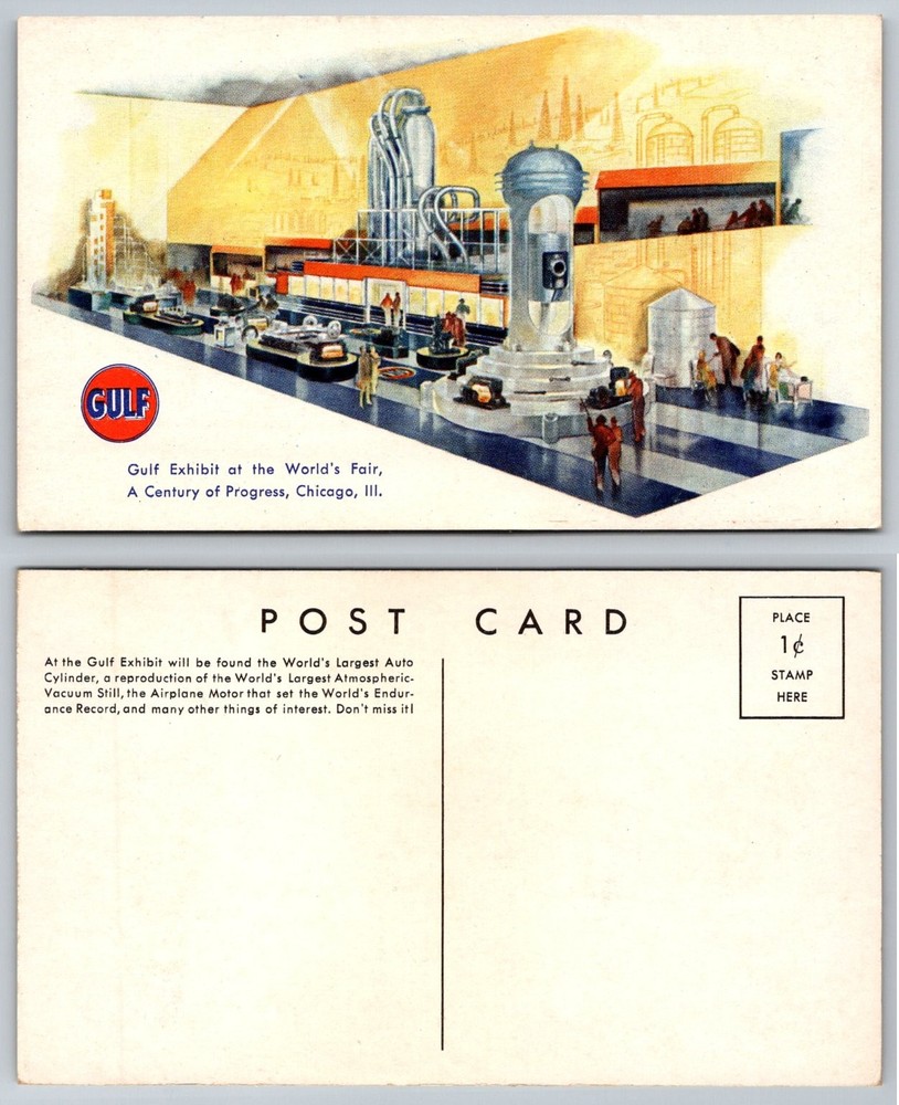 Vintage 1933 Gulf Oil Exhibit Postcard Chicago World's Fair Century of Progress