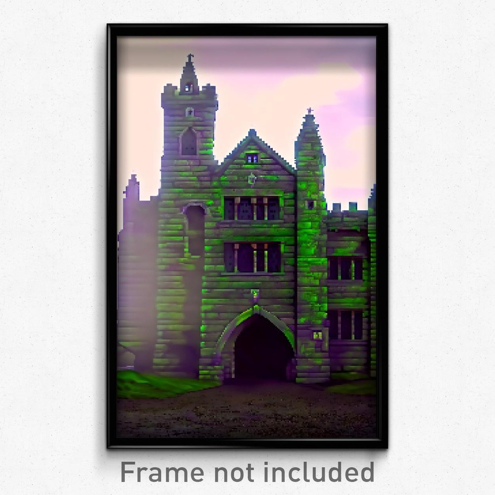 Pixel Art Poster - Slimy Priory (8 Bit Psychedelic Trippy Video Game Print)