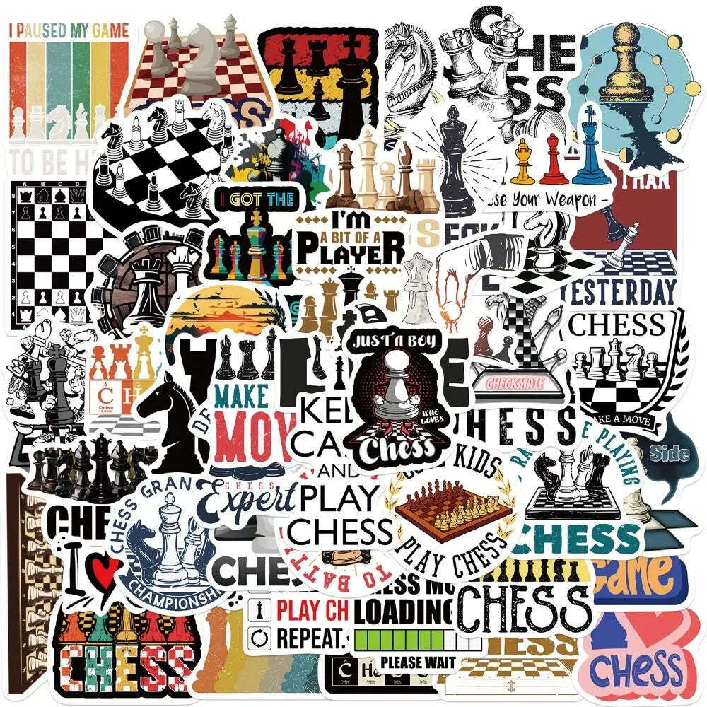 10/50pcs Chess Game Stickers Aesthetic Graffiti Decals For Laptop Luggage Skateb