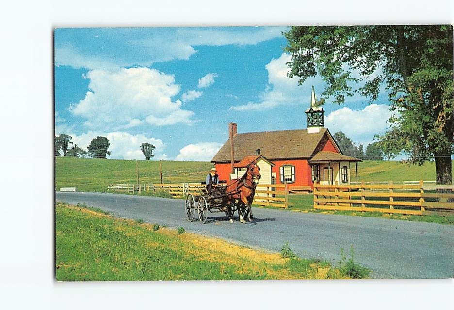 Postcard Pennsylvania Dutch Country Amish Intercourse PA Little Red Schoolhouse