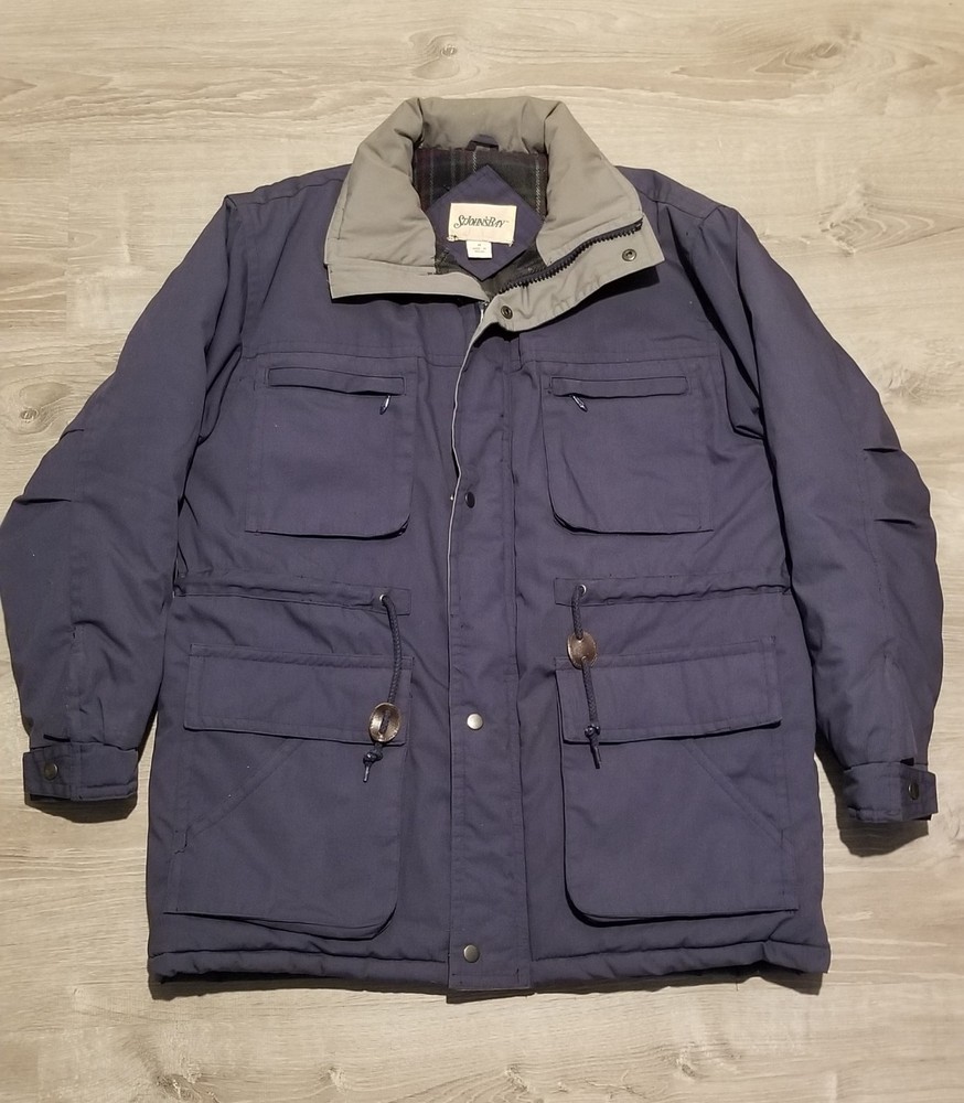Vintage Mens St John's Bay Blue Quilted Lining Winter Coat Jacket Size Medium
