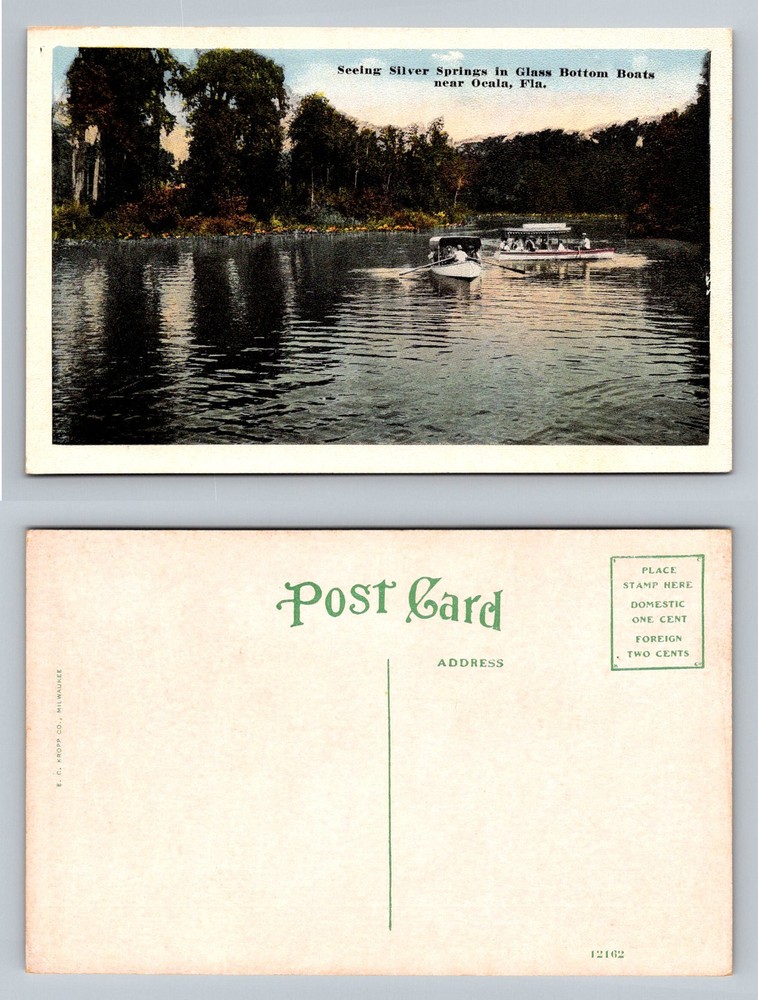 Ocala, FL-Florida, Silver Springs Glass Bottom Boats River View Vintage Postcard
