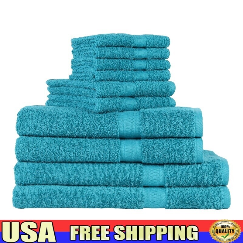 10-Piece Soft Absorbent Cotton Bath Towel Set Machine Washable Oeko-Tex Certified