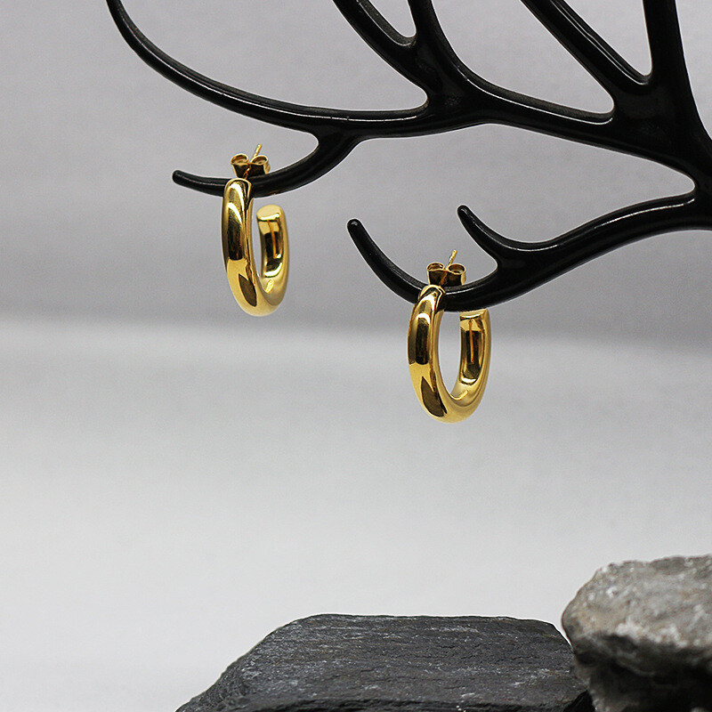 Stainless Ornaments Simple Round Girls Steel Women Earrings Men Glossy Ear Studs