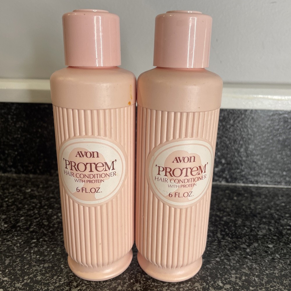 (2) Vintage AVON FULL Protem Hair Conditioner 6 Oz Each Beauty Product Prop
