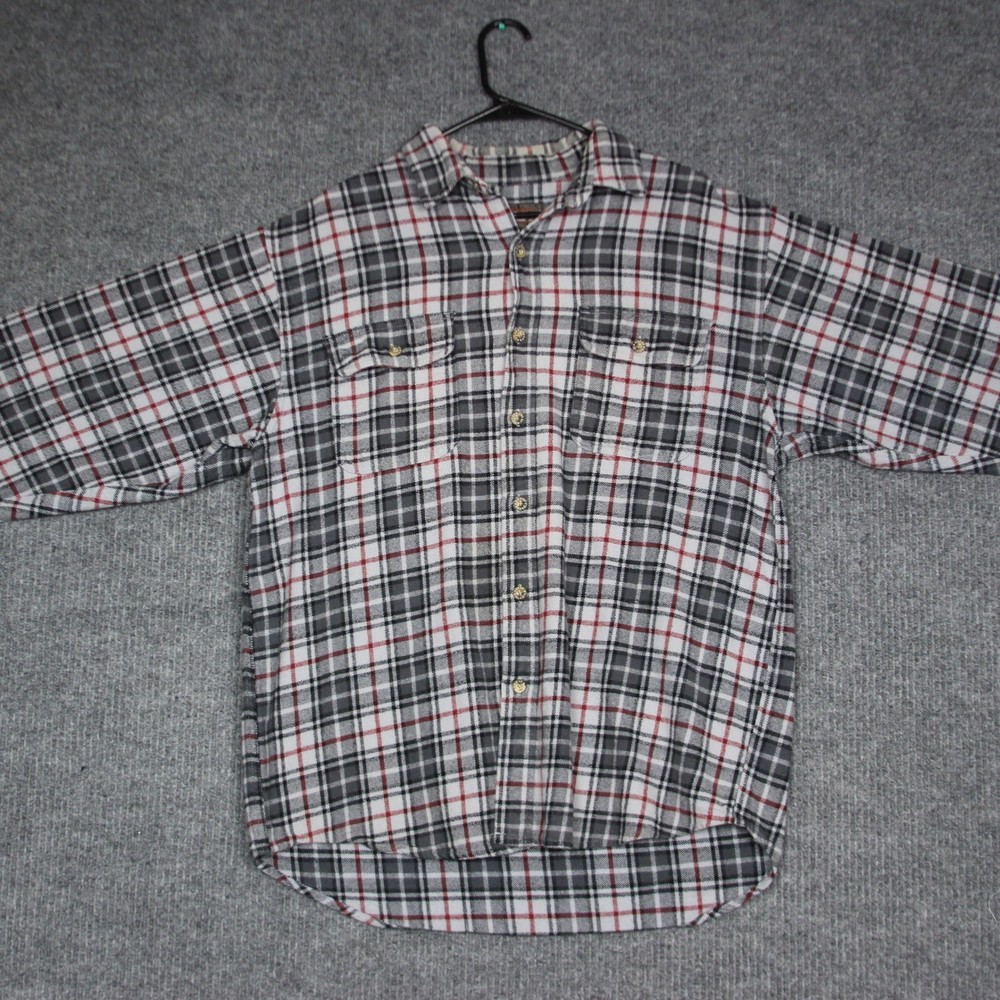 Moose Creek Mens L Heavy Flannel Shirt Long Sleeve 100% Cotton Button Up Pockets