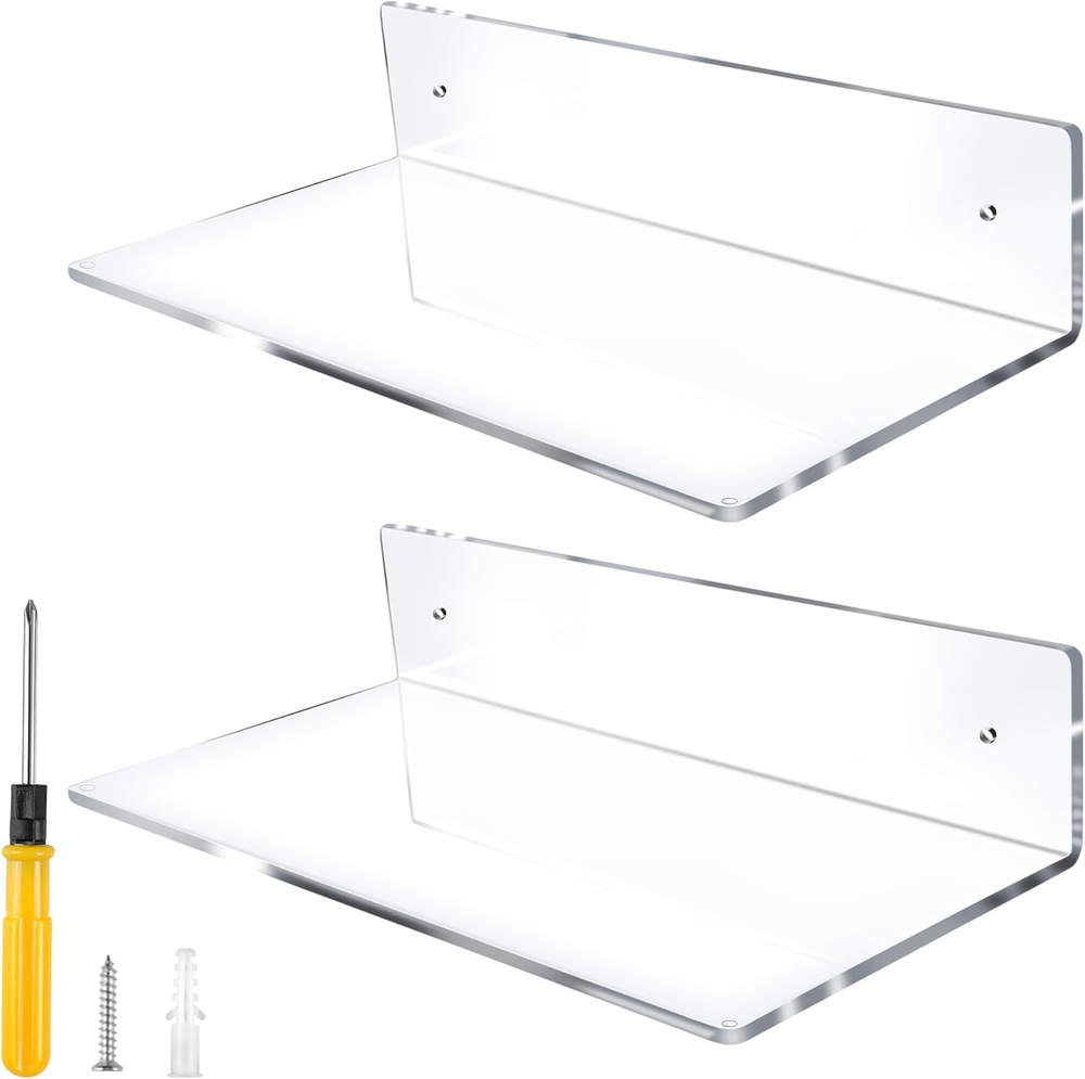 12 Inch L Shaped Acrylic Floating Shelf Wall Mounted Shelves Invisible