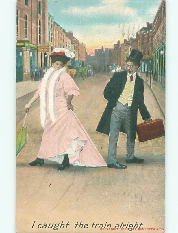 Bamforth Comic MAN STEPS ON WOMAN'S DRESS : make an offer AB9970