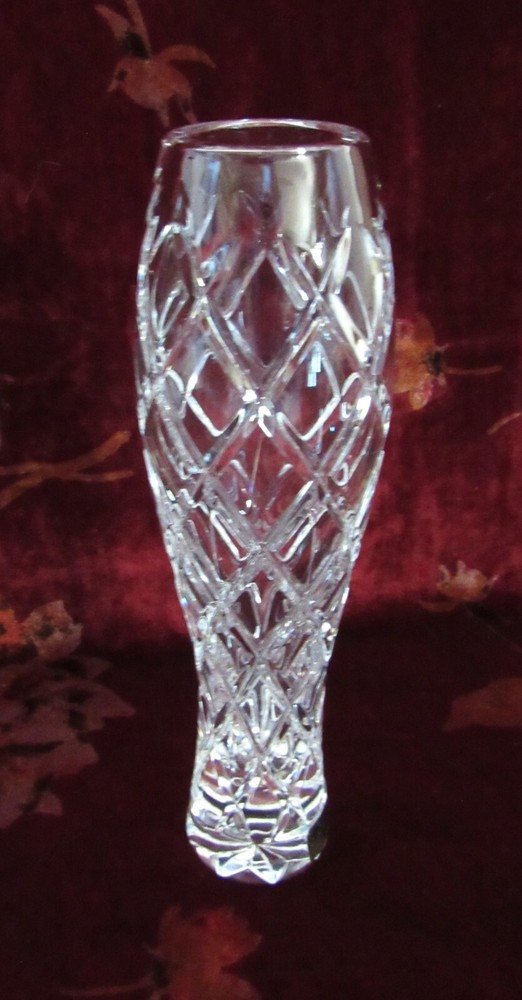 Vintage Deep Cut Diamond Pattern 24% Lead Crystal Vase - Made in Germany - EUC